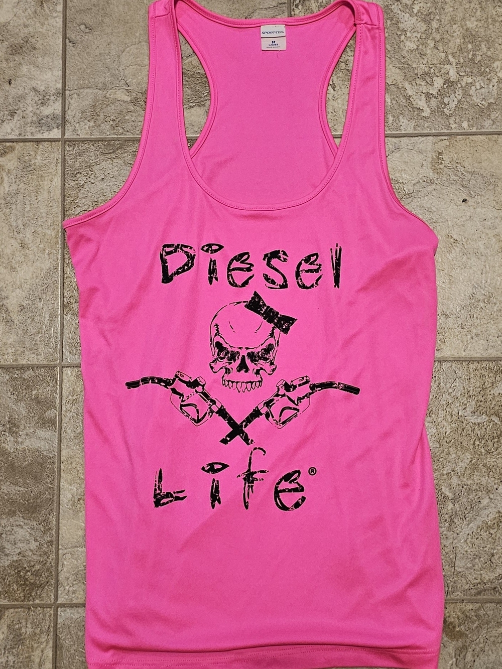 Diesel Hot Pink Graphic Racerback Tank Top